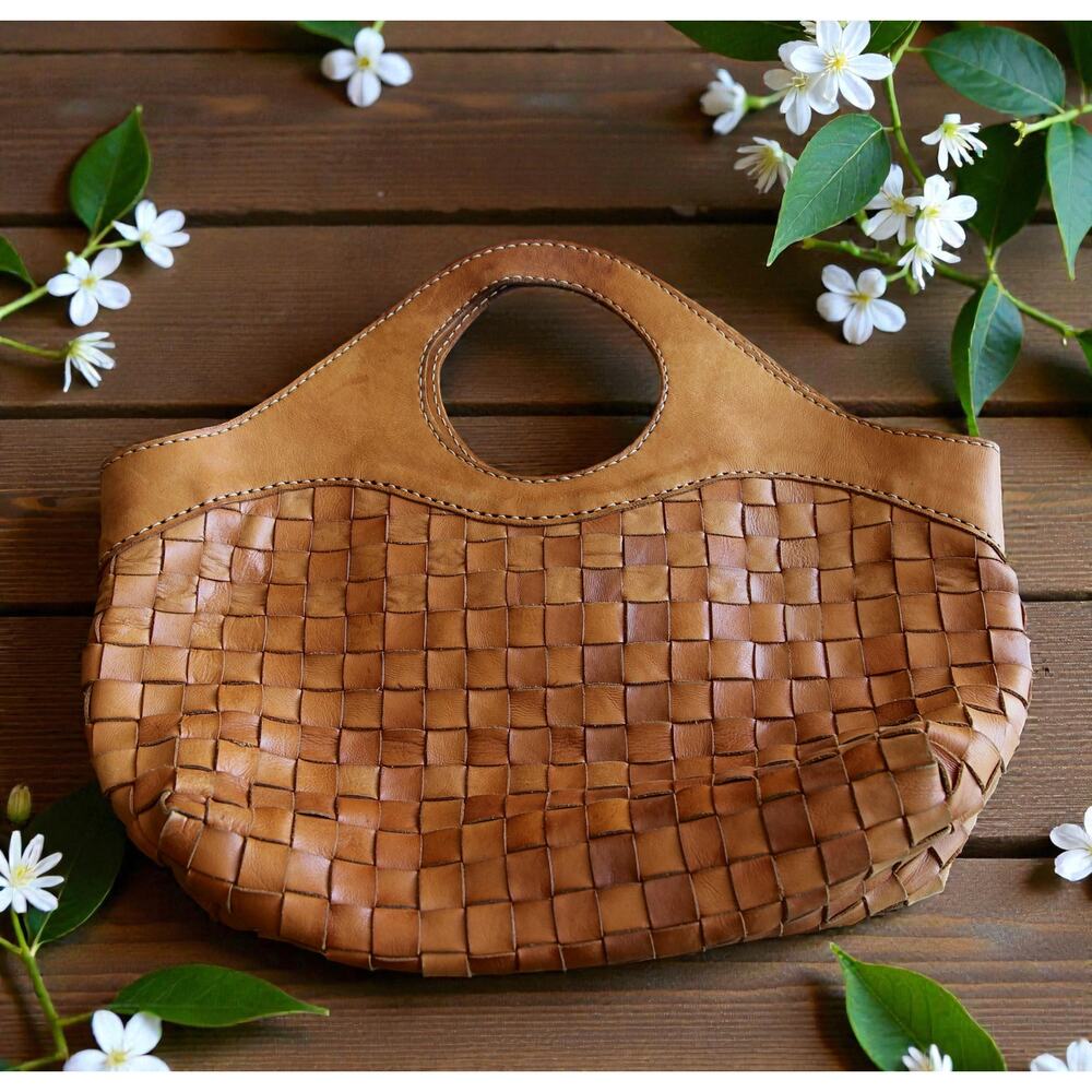 Robita Japanese woven genuine leather chestnut handbag - Picture 8 of 8